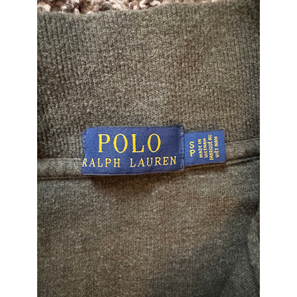Men's Polo Ralph Lauren Green Quarter-Zip Sweater S with Purple Logo - Picture 3 of 5
